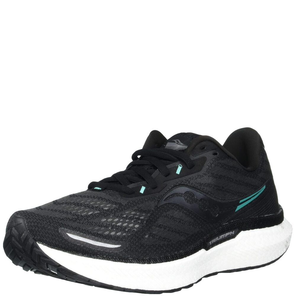SAUCONY WOMEN'S TRIUMPH 19 RUNNING SHOE, BLACK/WHITE, 10 WIDE